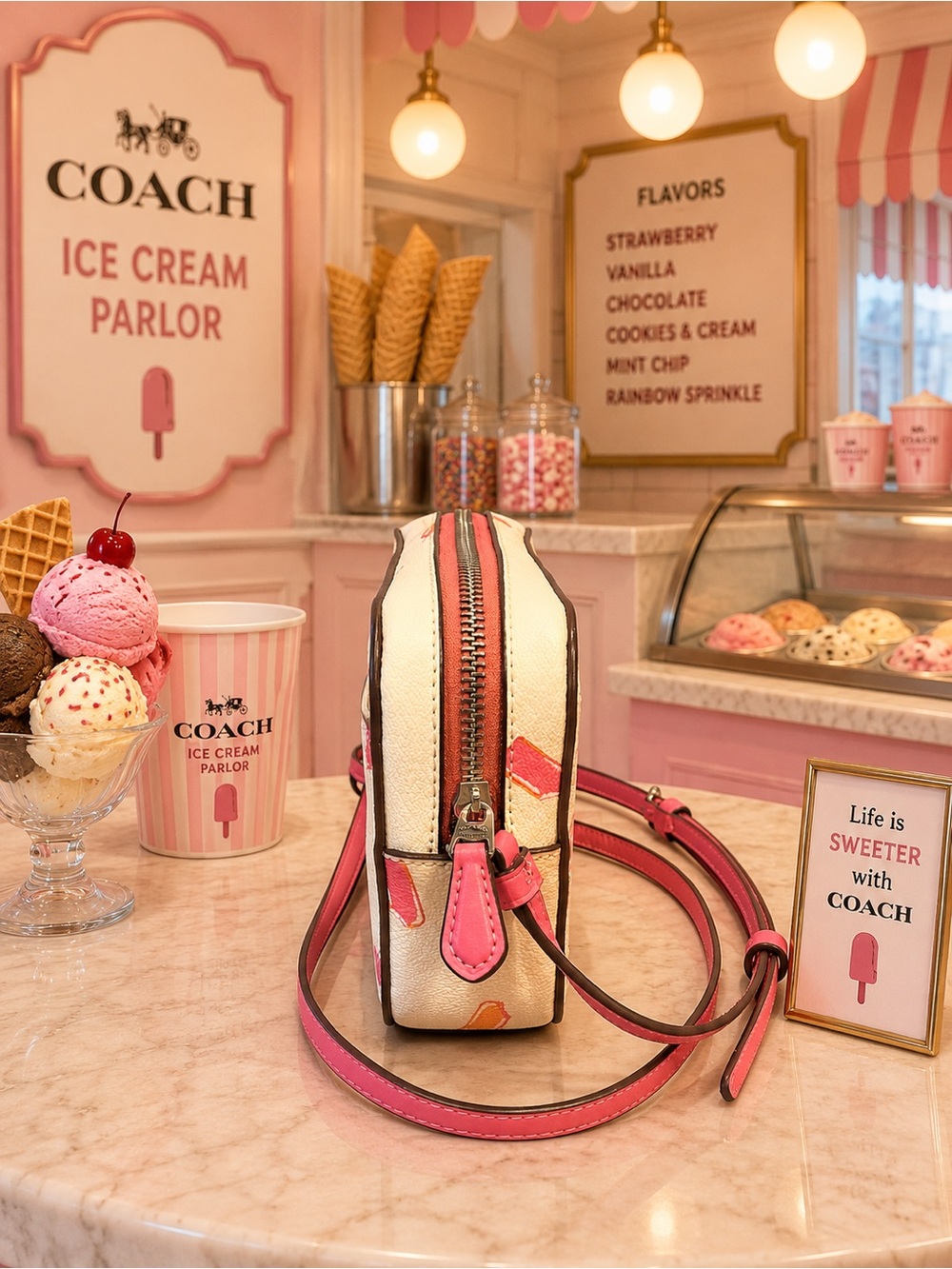 Coach Popsicle Print Mini Camera Crossbody Bag W/ Coach Satin Dust Bag EUC - Picture 6 of 14